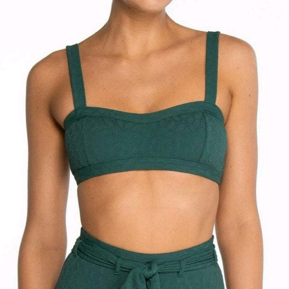 Peony Lagoon Crop Green Bikini Top